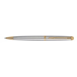 Logo Branded Waterman Hemisphere Ballpoint Stainless Steel Gold Trim