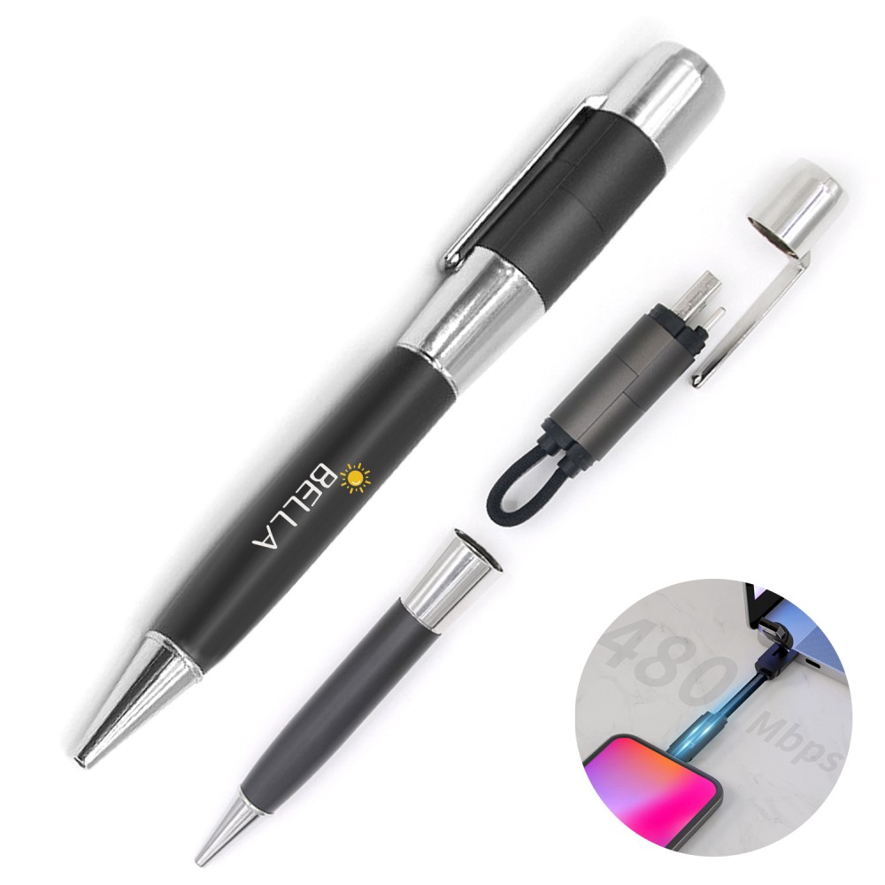 3 in 1 Multifunctional Pen With Data Cable Logo Branded