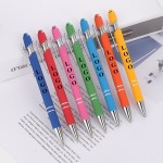 Logo Branded Colorful Customizable Press-action Ballpoint Pen w/ Screen Touch Stylus