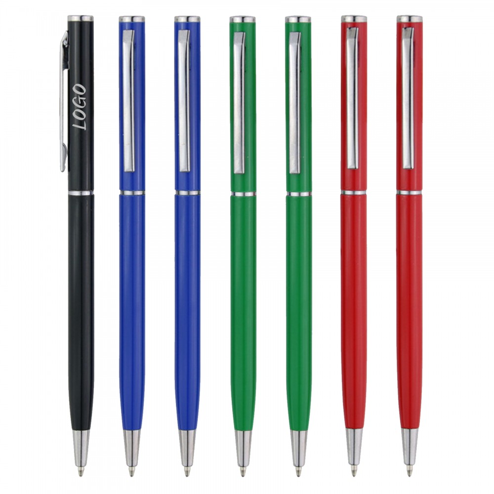 Metal Slim Twist Ballpoint Pen Logo Branded