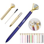 Logo Branded Large Crystal Diamond Metallic Finish Ballpoint Pen