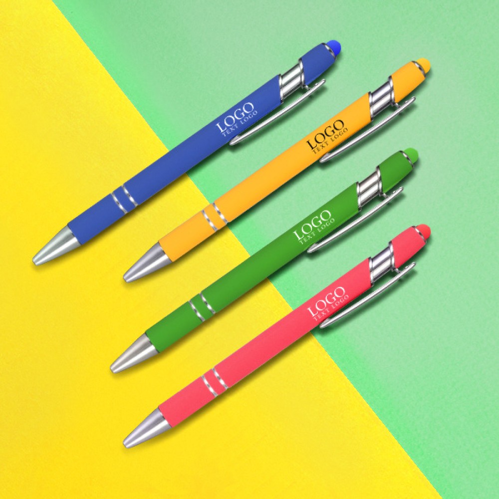 Logo Branded Metal Ballpoint Pen with Color Stylus Tip