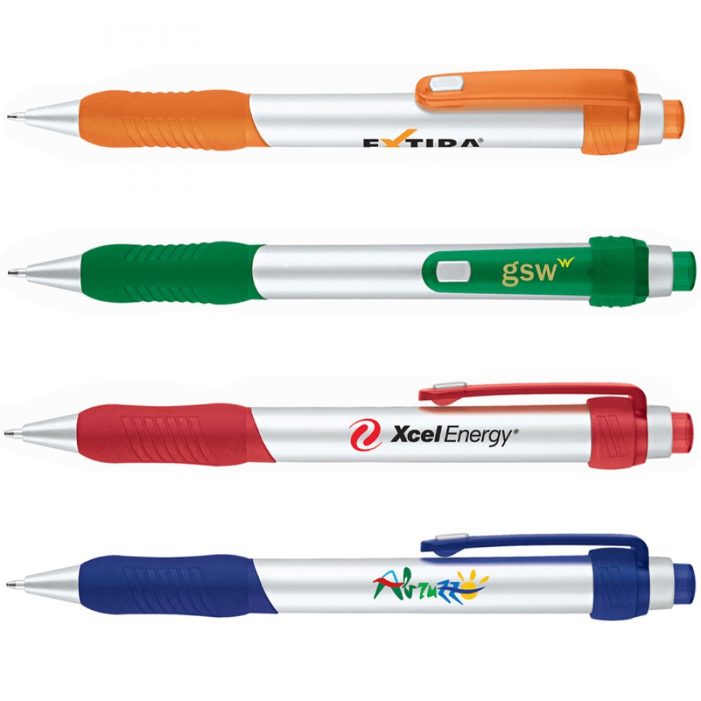 Plastic Collection Click Action Ballpoint Pen w/Translucent Trim Custom Engraved