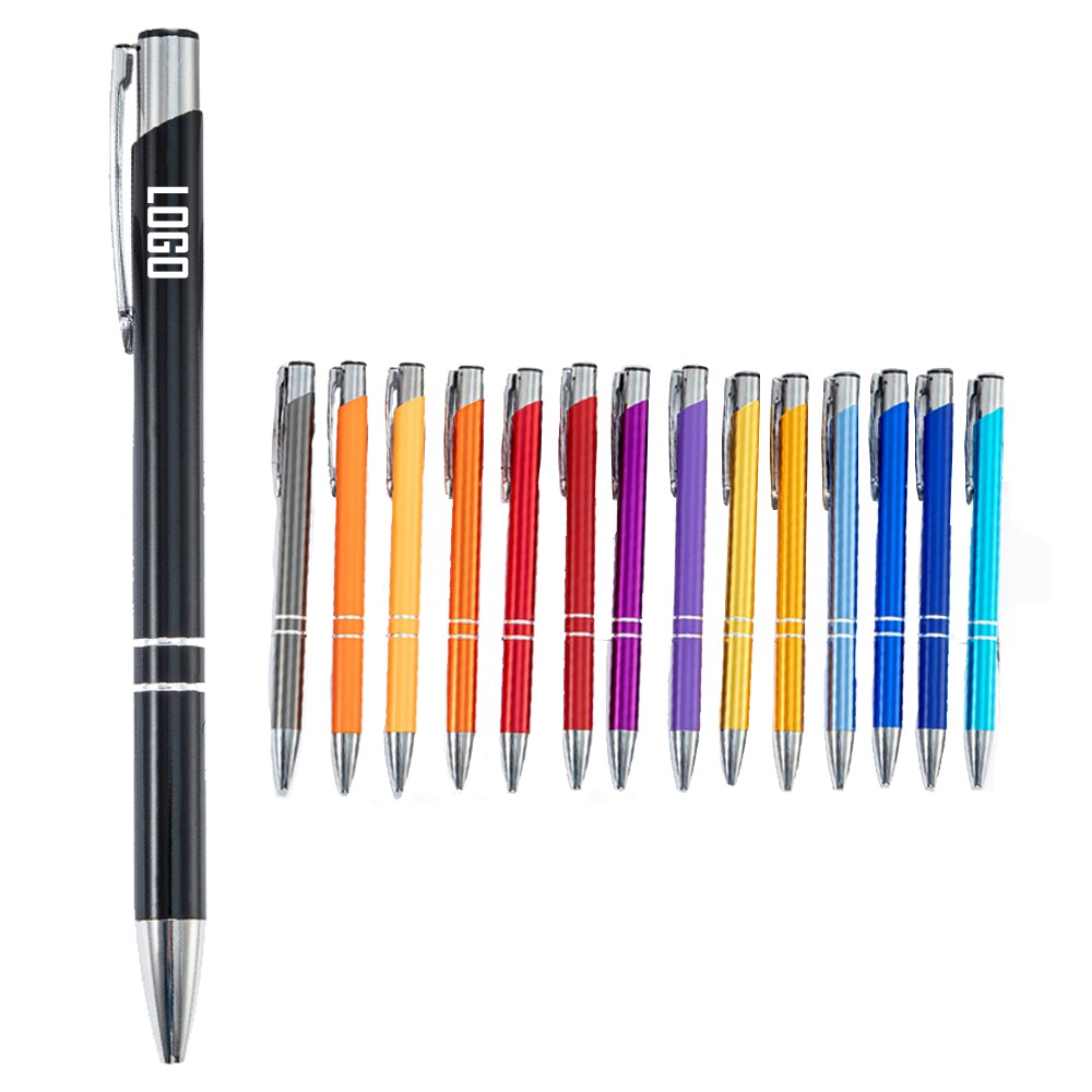 Classic Metallic Aluminum Click Action Double Ring Ballpoint Pen Custom Imprinted