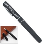 Custom Imprinted Sleek Matte Black Pen With Chrome Accents