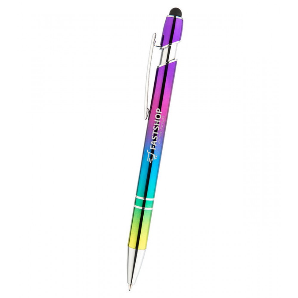 Custom Engraved Velvet Iridescent Metal Pen with Stylus