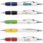 Click Action Pen w/ Lacquer Coated Grip & Chrome Accents Logo Branded
