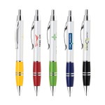 Metal Push Action Ballpoint Pen with Silver Accent Logo Branded