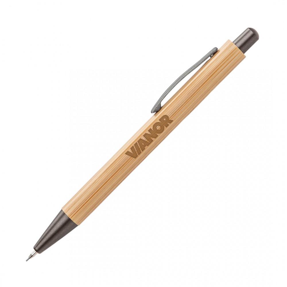 Lucky Clicker Bamboo Pencil - Gunmetal Logo Branded