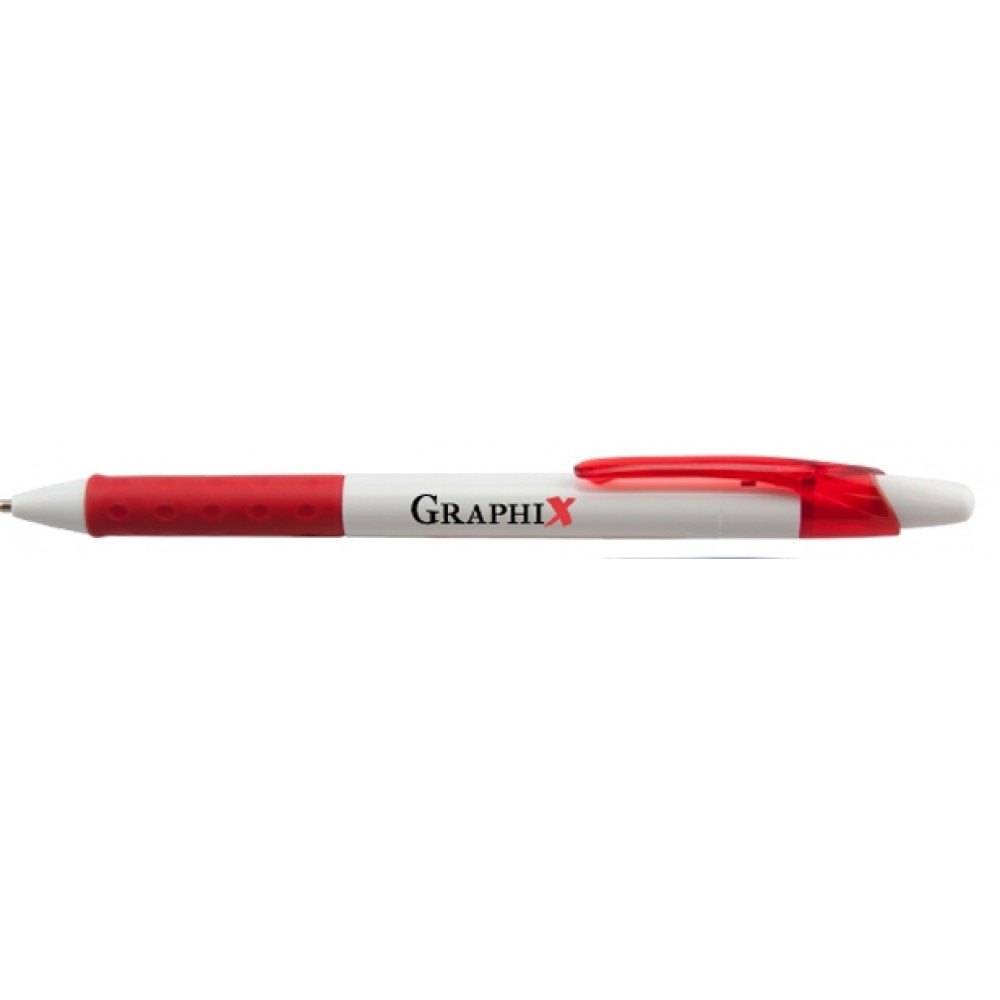 Custom Imprinted R.S.V.P. RT Ballpoint Pen - Red/White Barrel