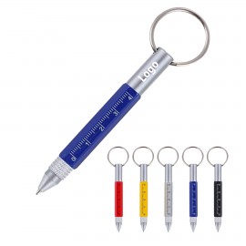 Multi Function 6-In-1 Tool Stylus Twist Pen With Key Ring Custom Engraved