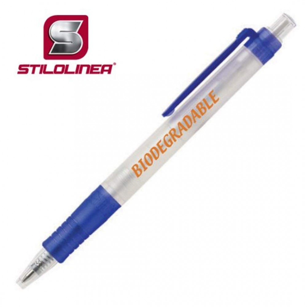 Logo Branded Eco Pen Translucent Barrel - Blue