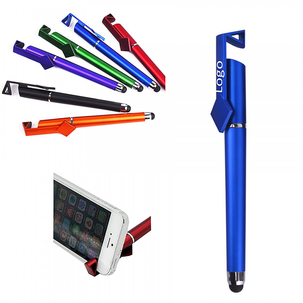 Custom Engraved Soft Touch Gel Pens with Phone Stand