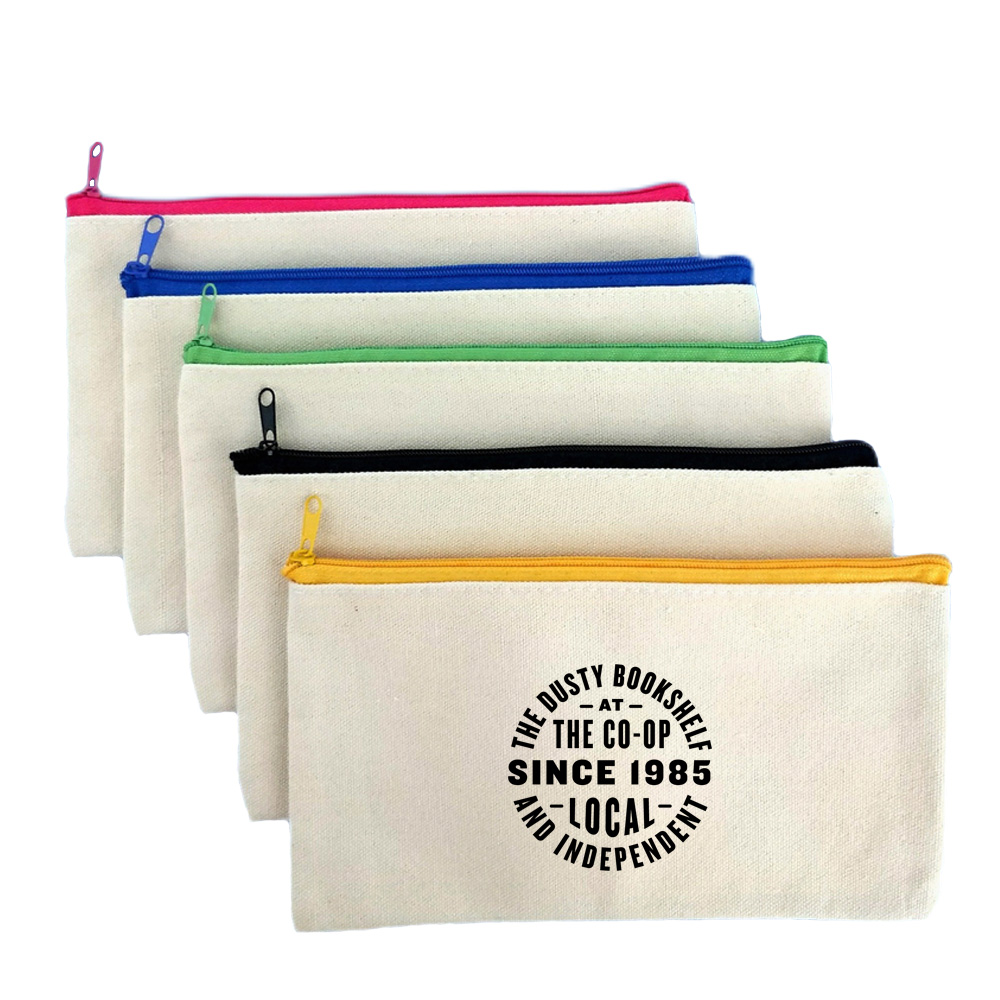 Logo Branded Canvas Zippered Pencil Case