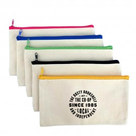 Logo Branded Canvas Zippered Pencil Case