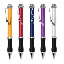 Logo Branded Flora-II Aluminum Squiggle Ballpoint Pen w/Rubber Grip & Chrome Trim