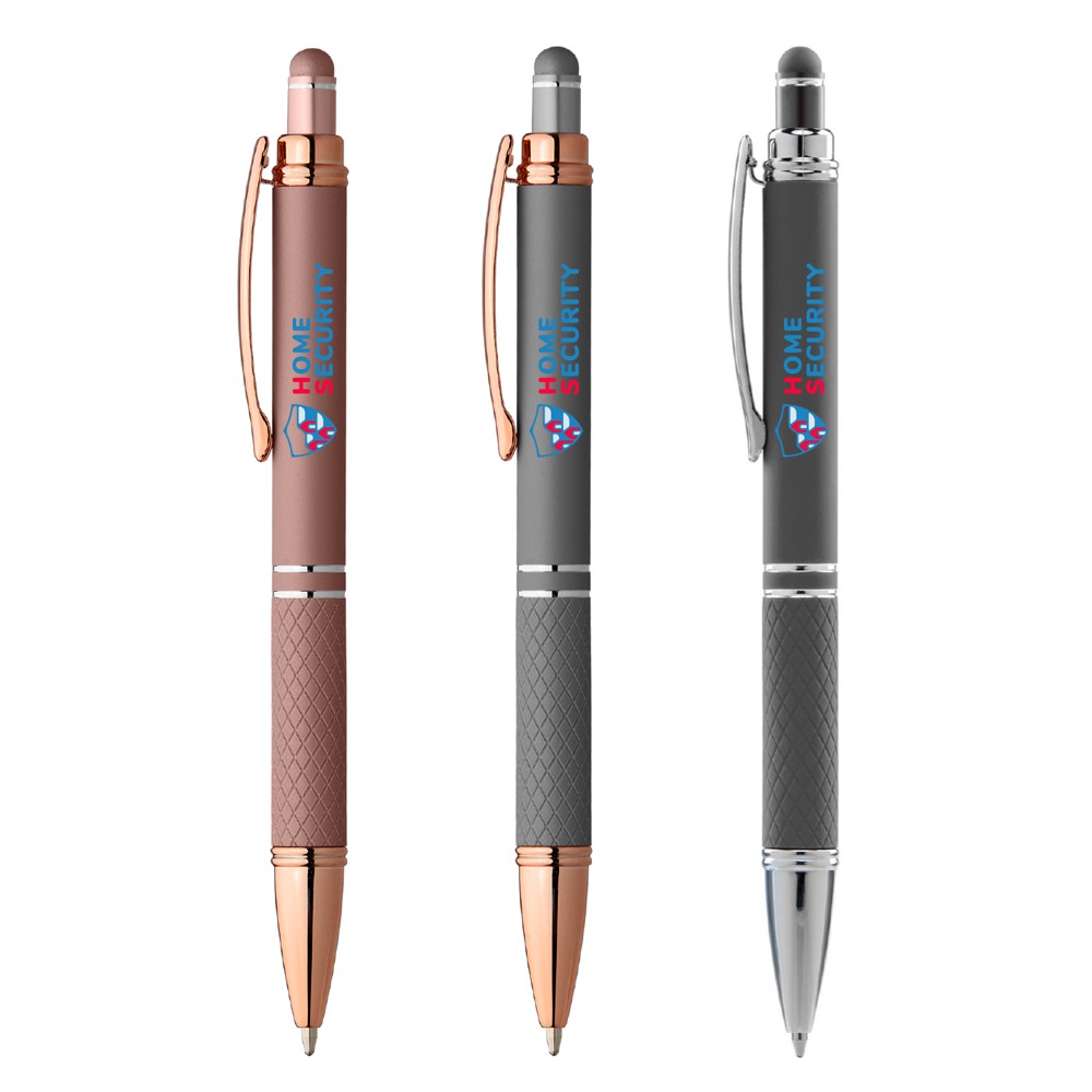 Custom Engraved Sirin Softy Rose Gold Metallic Pen w/Stylus- Colorjet