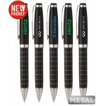 Union Printed, Promotional "Ebon" Grid All Metal Twister Pen Custom Engraved