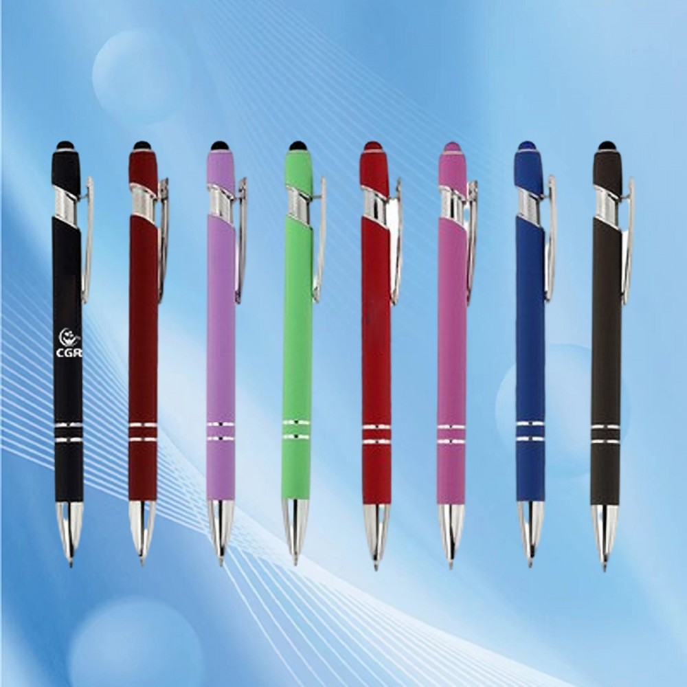 Curved Soft Touch Stylus Pen Custom Imprinted