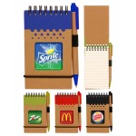 Logo Branded Union Printed -Eco Spiral Notebook Jotter with Matching Pen - Full Color Dome Label Print