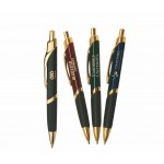 Intriad Ballpoint Pen w/Rubber Grip & Gold Appointments Custom Engraved