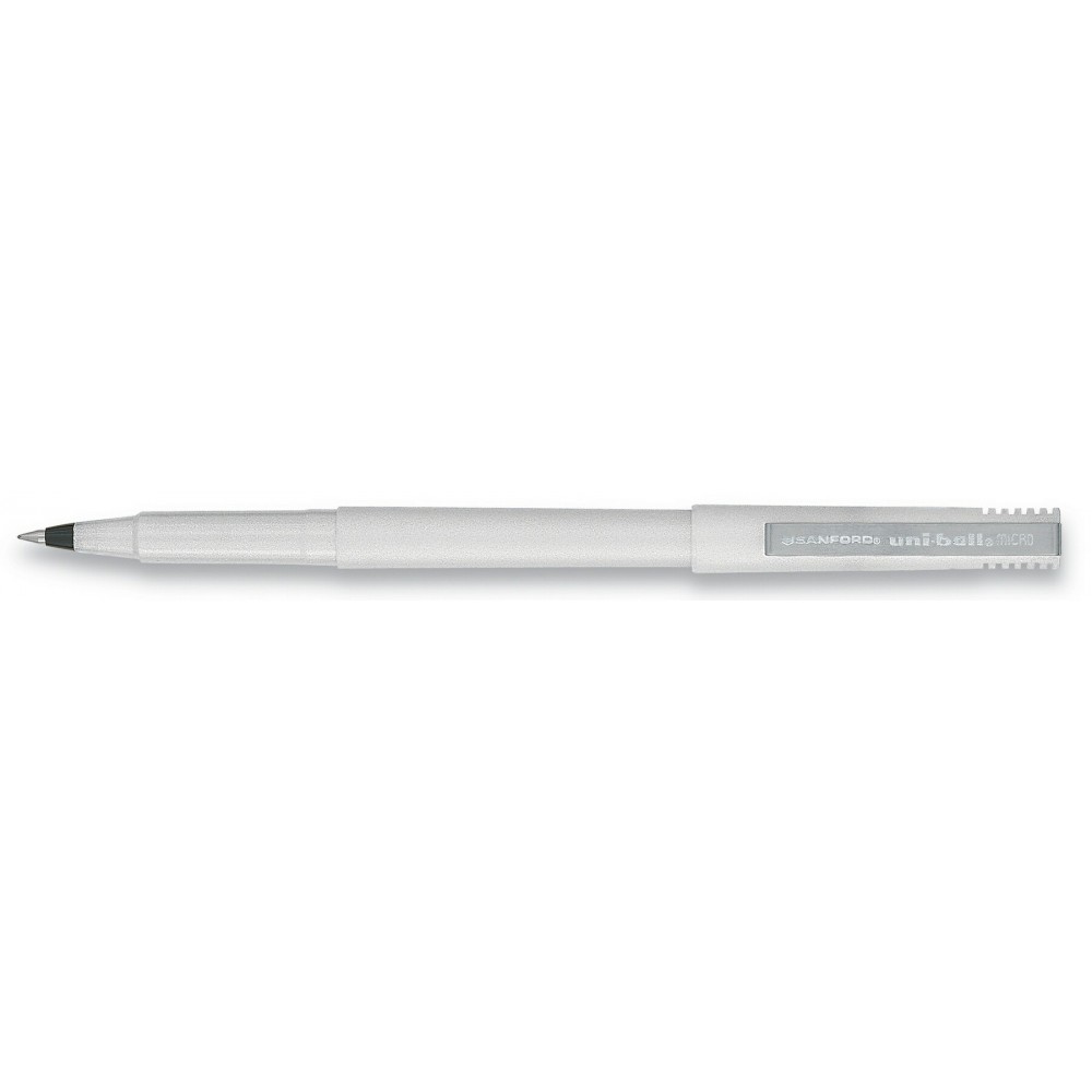 Logo Branded Uniball Micro Point Pearlized White/Black Ink Roller Ball Pen