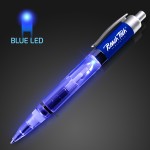 Custom Engraved Imprintable Light Up Plastic Blue Pen - Domestic Imprint