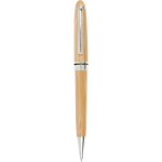 Custom Engraved Silver Solstia Bamboo Twist Ballpoint Pen