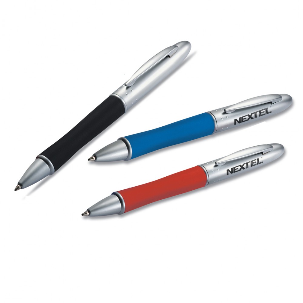 Logo Branded Soft Touch Series Twist Action Ballpoint Pen with Soft Rubberized Grip