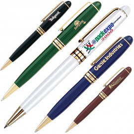 Logo Branded Twist Action Brass Ballpoint Pen w/ Enamel Finish