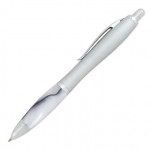 Curved Silver Pen with Marbleized Grip - Silver (ENGRAVED) Custom Engraved