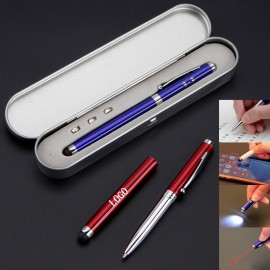 Logo Branded 4-in-1 Led Stylus Pen in Case