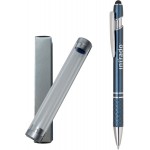 Custom Engraved Stylus Pro Series, Blue stylus pen with chrome trim, diamond cut grip, in clear tube gift box