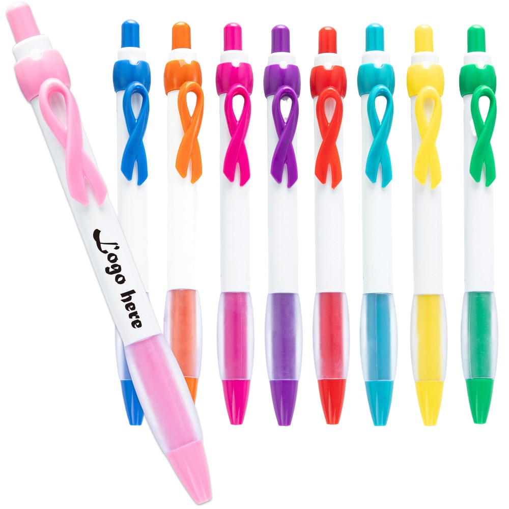 Logo Branded Breast Cancer Awareness Ribbon Pen MOQ100