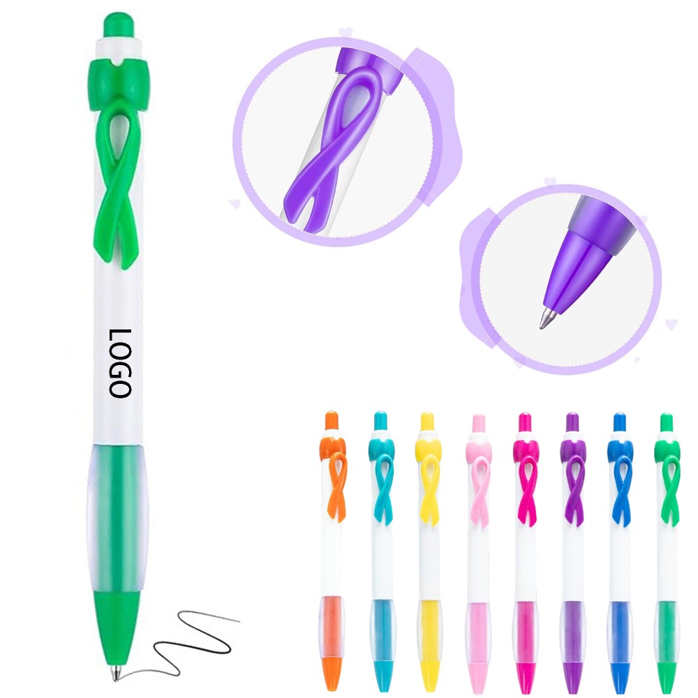 Ribbon Clip Grip Pen Retractable Pen Logo Branded