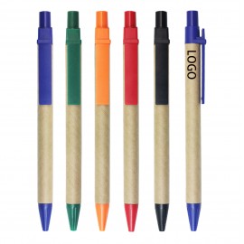 Eco-friendly Recycled Kraft Paper Retractable Pen Logo Branded