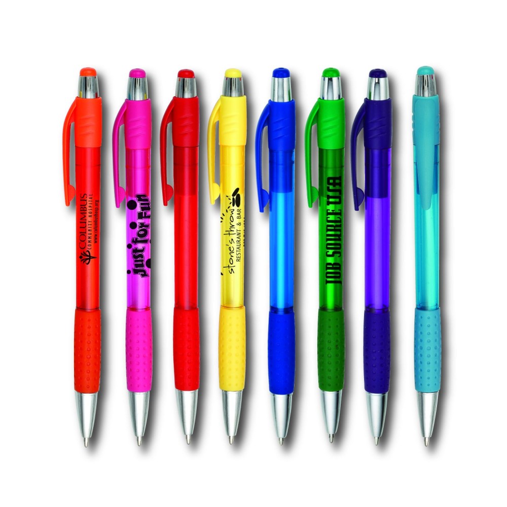 Tropical colored Custom Pens with finger grips