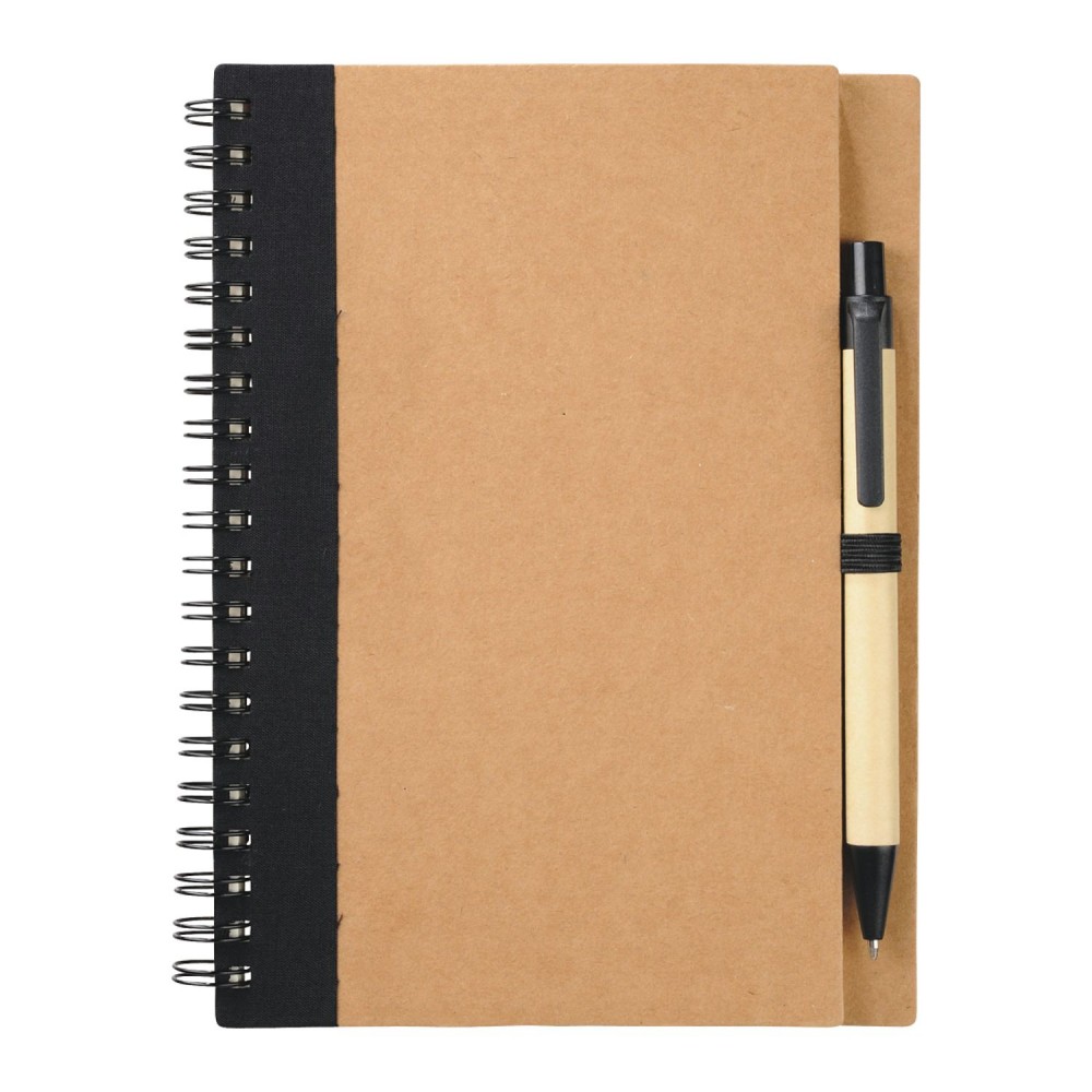 Custom Imprinted Spiral Notebook with Pen 5" x 7" Eco Friendly