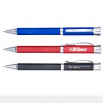Metal Twist Ballpoint Pen w/Stainless Steel Barrel & Chromed Trim Logo Branded