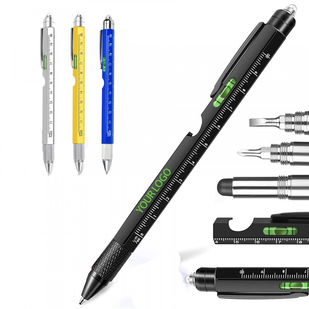 Custom Imprinted 9 In 1 Multitool Pen Set With Led Stylus Leve Screwdrive