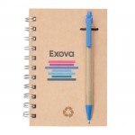 Custom Engraved Recycled Notebook/Pen Combo - 4"x6" Blue