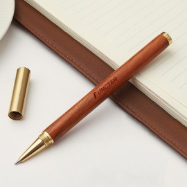 Logo Branded Luxury Wooden Pen with Pen Cap Wooden Pen Business Journaling Black Ink Pen