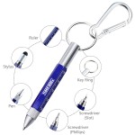 6 In 1 Metal Tool Pen With Carabiner Key Ring Logo Branded