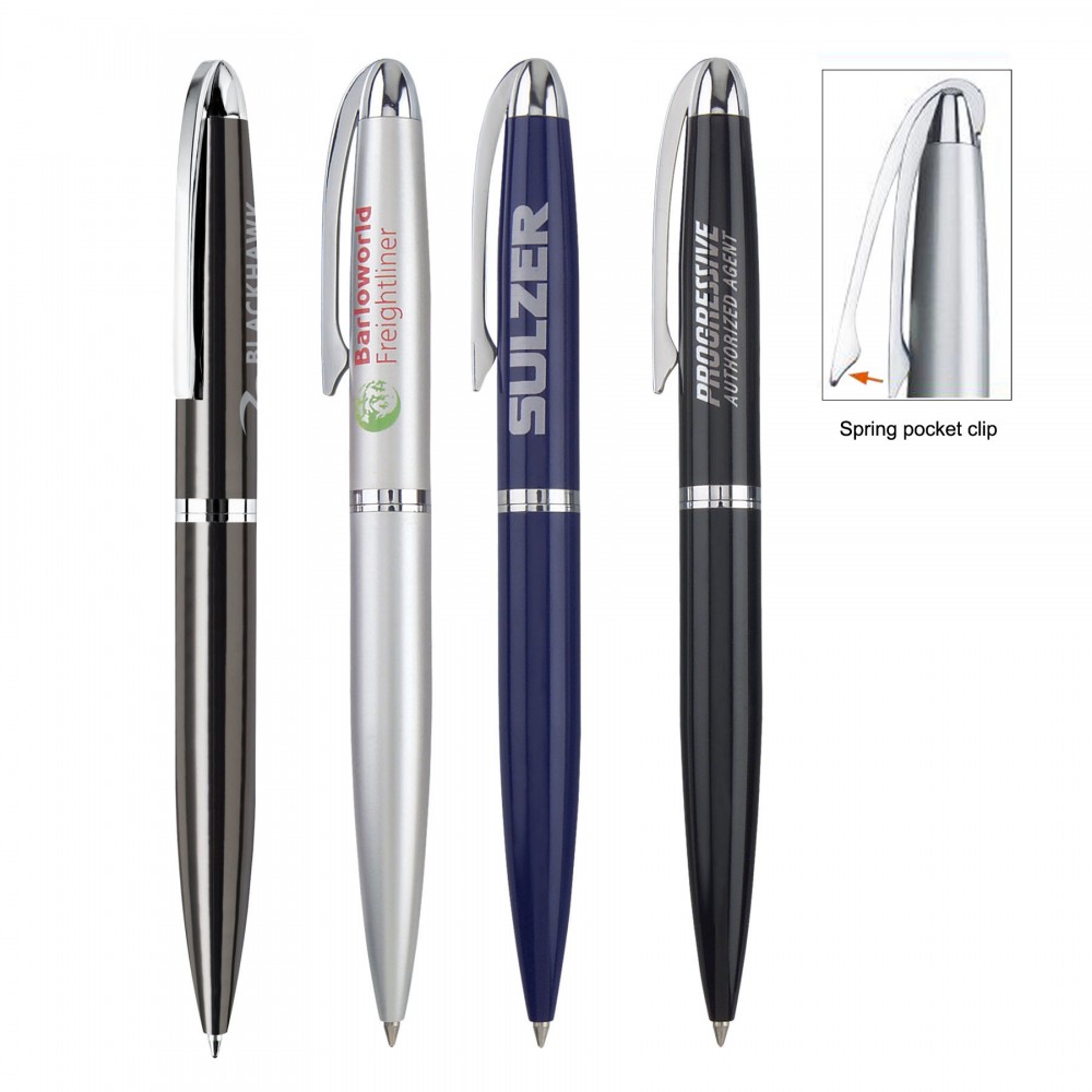 Custom Engraved Metal Pen, Ballpoint pen, Twist action, Blue ink refill optional