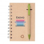 Recycled Notebook/Pen Combo - 4"x6" Green Logo Branded