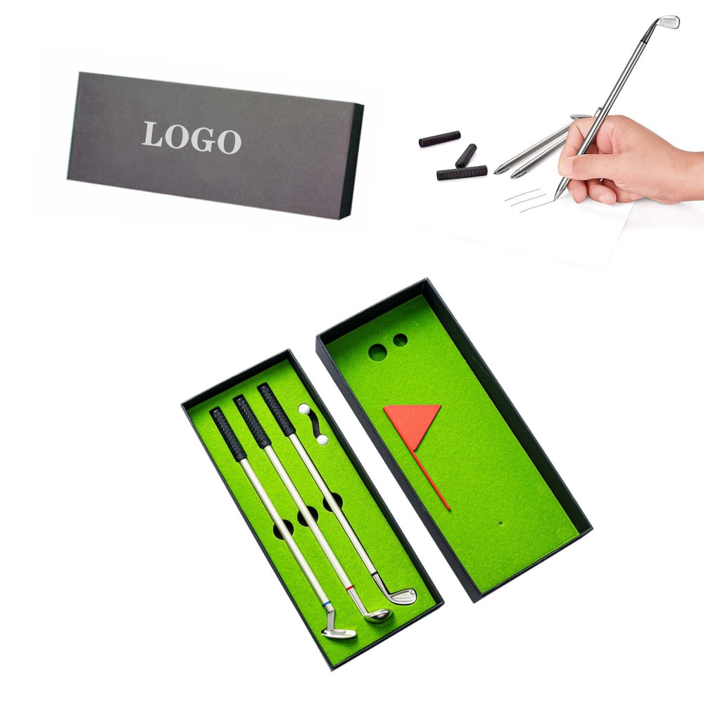 Desktop Golf Ballpoint Pen Set Logo Branded