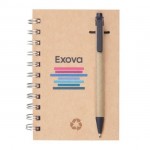 Logo Branded Recycled Notebook/Pen Combo - 4"x6" Black