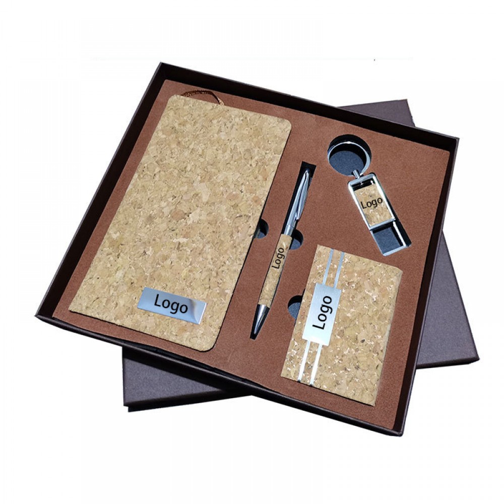 Cork Wood 4-Piece Signature Pen Gift Set Logo Branded