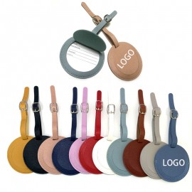Round PU Leather Luggage Tag with Logo