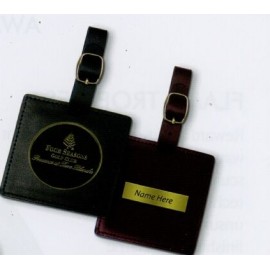 Customized Square Leather Bag Tag 3" w/ Club Lorente 2" Coin